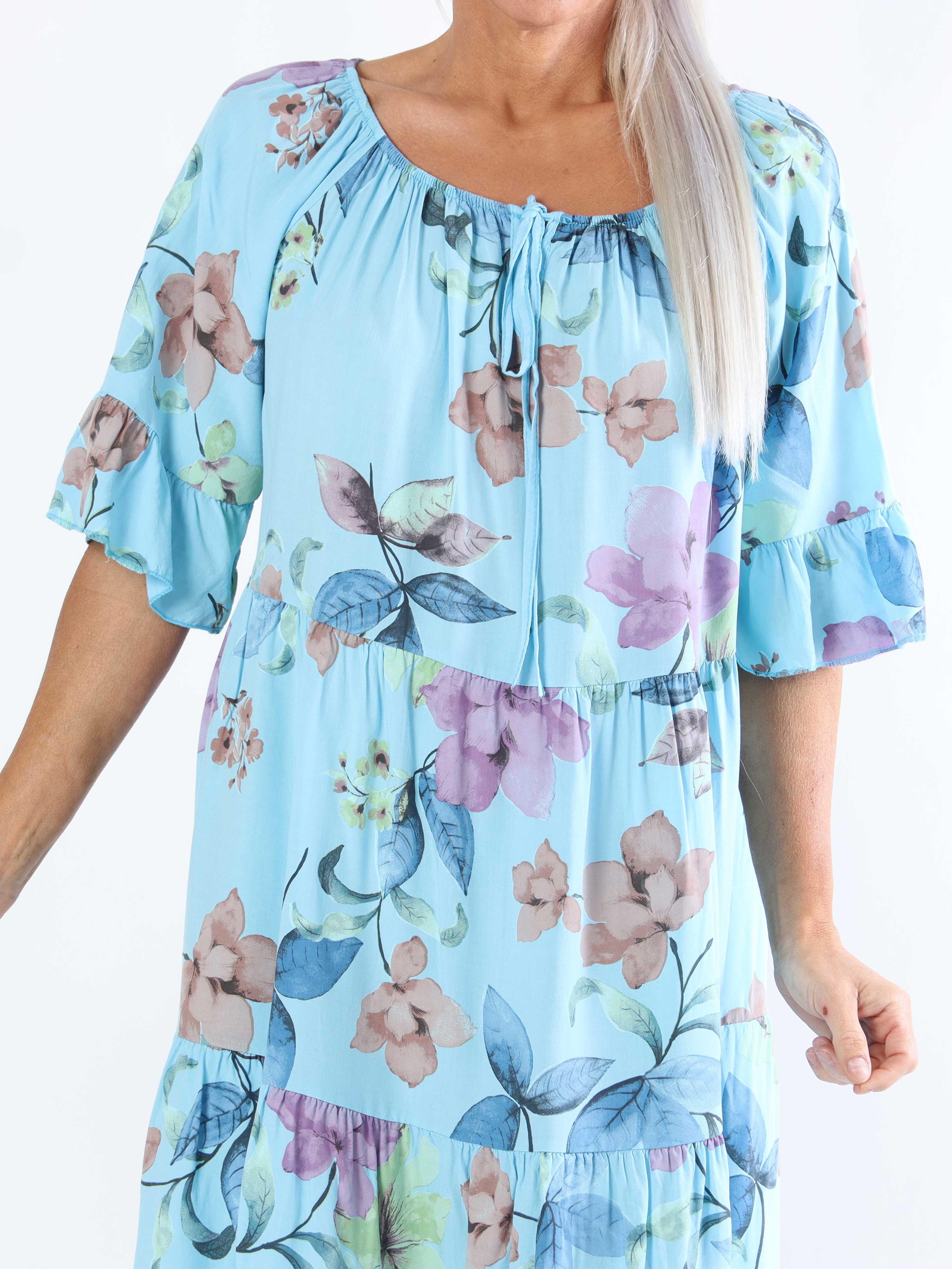 Malibu - Plus size kjole i bomuld med elastik i udskæringen